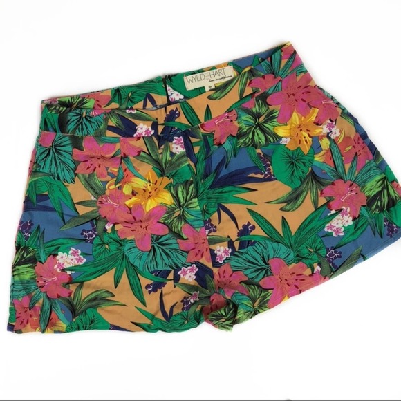 Wyld Hart High Rise Tropical Print Shorts Size Large - Picture 1 of 7